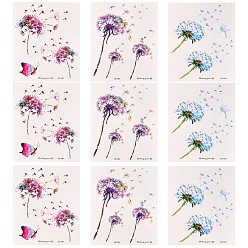 Mixed Color Dandelion Body Art Tattoos, Waterproof Self Adhesive Temporary Tattoo, Mixed Color, 15x10.5cm