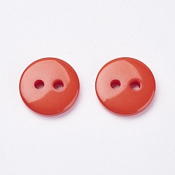 Coral 2-Hole Flat Round Resin Sewing Buttons for Costume Design, Coral, 20x2mm, Hole: 1mm