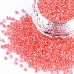 Бледно-фиолетовый Красный 12/0 стакан бисер, прозрачный внутри цвета блеск, круглое отверстие, круглые, бледно-фиолетовый красный, 12/0, 2~2.5x1.5~2 мм, отверстия: 0.8 мм, около 30000 шт / мешок