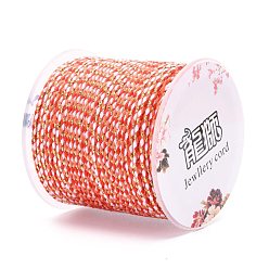 Orange Red 4-Ply Polycotton Cord, Handmade Macrame Cotton Rope, with Gold Wire, for String Wall Hangings Plant Hanger, DIY Craft String Knitting, Orange Red, 1.5mm, about 21.8 yards(20m)/roll