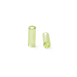 Green Yellow Transparent Glass Bugle Beads, Round Hole, Green Yellow, 3~8x2mm, Hole: 0.7mm, about 450g/pound
