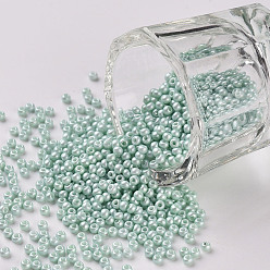 Azure 11/0 Grade A Round Glass Seed Beads, Baking Paint, Azure, 2.3x1.5mm, Hole: 1mm, about 48500pcs/pound