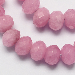 Old Rose Natural Jade Bead Strands, Dyed, Faceted, Abacus Beads, Rondelle, Old Rose, 4~5x3mm, Hole: 0.5mm, about 116-120pcs/strand, 13.58 inch~13.78 inch(34.5~35cm)