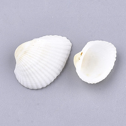 White Clam Shell Beads, Undrilled/No Hole Beads, White, 19~27x24~33x8~10mm