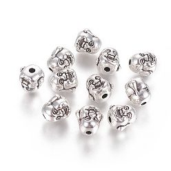 Antique Silver Tibetan Style Alloy Beads, Cadmium Free & Nickel Free & Lead Free, Buddha, Antique Silver, 10x10x9mm, Hole: 2mm