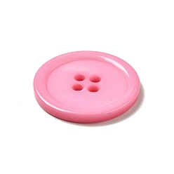 Pink Resin Buttons, Dyed, Flat Round, Pink, 30x3mm, Hole: 3mm, 98pcs/bag