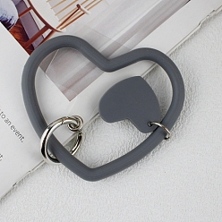 Серый Силиконовый ремешок для телефона с петлей в форме сердца, ремешок на запястье с держателем для ключей из пластика и сплава, серые, 7.5x8.8x0.7 см