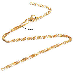 Золотой 304 ожерелье из цепочки из нержавеющей стали, с карабин-лобстерами , золотые, 23.6 дюйм (60 см), 1.6 мм