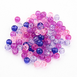 Mixed Color Baking Painted Crackle Glass Beads, Valentine's Mix, Round, Mixed Color, 4~4.5x4mm, Hole: 1mm, about 400pcs/bag