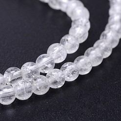 Quartz Crystal Natural Quartz Crystal Round Beads Strands, Rock Crystal Beads, 6mm, Hole: 1mm, about 60~64pcs/strand, 15 inch
