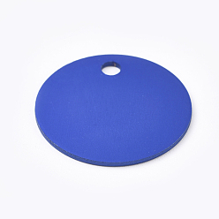 Royal Blue Aluminum Pendants, Blank Tags, Flat Round, Royal Blue, 25x1mm, Hole: 3mm