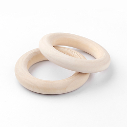 PapayaWhip Unfinished Wood Linking Rings, Natural Macrame Wooden Rings, Ring, PapayaWhip, 55~56x10mm, Hole: 35mm