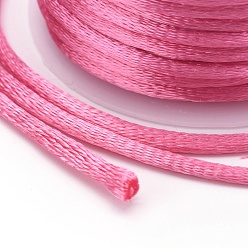 Pearl Pink Nylon Cord, Satin Rattail Cord, for Beading Jewelry Making, Chinese Knotting, Pearl Pink, 1mm, about 32.8 yards(30m)/roll