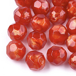 Red Acrylic Beads, Imitation Gemstone, Faceted, Round, Red, 22x22.5~23mm, Hole: 3mm