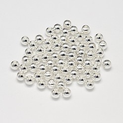 Silver Rack Plating and Vacuum Plating Brass Round Spacer Beads, Silver Color Plated, 6mm, Hole: 1.5mm