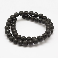 Black Natural Agate Beads Strands, Om Mani Padme Hum, Round, Dyed & Heated, Frosted, Black, 8mm, Hole: 1mm, about 47pcs/strand, 14 inch(35.6cm)