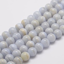 Blue Lace Agate Natural Blue Lace Agate Bead Strands, Grade AB, Round, 4mm, Hole: 1mm, about 95pcs/strand, 15.5 inch