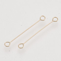 Light Gold Iron Eye Pins, Cadmium Free & Lead Free Double Sided Eye Pins, Light Gold, 25x0.4mm, Hole: 1.8mm, Head: 3mm