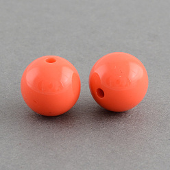 Tomato Chunky Bubblegum Round Acrylic Beads, Tomato, 8mm, Hole: 1.5mm, about 1700pcs/500g