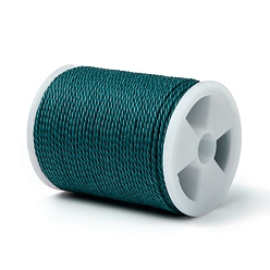 Teal Round Waxed Polyester Cord, Taiwan Waxed Cord, Twisted Cord, Teal, 1mm, about 12.02 yards(11m)/roll
