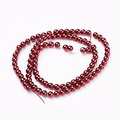 FireBrick Non-magnetic Synthetic Hematite Bead Strands, Round, FireBrick, 4mm, Hole: 1mm, about 103pcs/strand, 15.7 inch