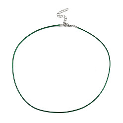 Зеленый Воском хлопка ожерелье шнура решений, с сплава Lobster Claw застежками и конечных железными цепями, платина, зелёные, 17.12 дюйм (43.5 см), 1.5 мм