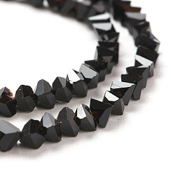 Black Glass Beads Strands, Imitation Jade Glass, Faceted, Polygon, Black, 2.5x2.5x2.5mm, Hole: 0.7mm, about 150pcs/strand, 13.39''(34cm)
