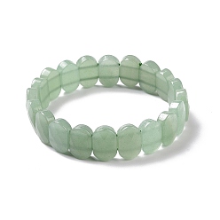 Green Aventurine Natural Green Aventurine Oval Beaded Stretch Bracelet, Gemstone Jewelry for Women, Inner Diameter: 2-1/8 inch(5.4~5.5cm)
