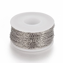 Stainless Steel Color 304 Stainless Steel Paperclip Chains, Soldered, with Spool, Stainless Steel Color, 3x1~1.3x0.3mm, about 65.61 Feet(20m)/roll