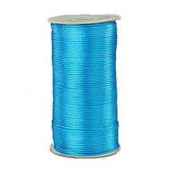 Dark Turquoise Eco-Friendly 100% Polyester Thread, Rattail Satin Cord, for Chinese Knotting, Beading, Jewelry Making, Dark Turquoise, 2mm, about 250yards/roll(228.6m/roll), 750 feet/roll