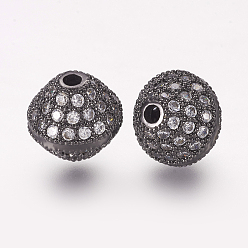 Bronze Micro en laiton pavent des perles cubes de zircone, Toupie, clair, gris anthracite, 10x10mm, Trou: 2mm