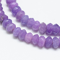 Dark Orchid Natural White Jade Bead Strands, Dyed, Faceted, Rondelle, Dark Orchid, 4x3mm, Hole: 1mm, about 110~113pcs/strand, 13.78~14.17 inch(35~36cm)