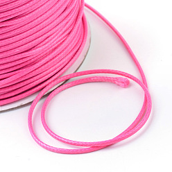 Deep Pink Korean Waxed Polyester Cords, Deep Pink, 1.5mm, about 200yards/roll(600 feet/roll)