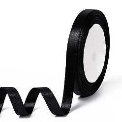 Black Single Face Satin Ribbon, Polyester Ribbon, Black, 25yards/roll(22.86m/roll), 10rolls/group, 250yards/group(228.6m/group)