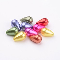 Mixed Color ABS Plastic Imitation Pearl, Drop, Mixed Color, 16x10mm, Hole: 1mm, about 600pcs/pound