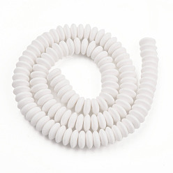 Creamy White Handmade Polymer Clay Beads Strands, Flat Round, Creamy White, 8.5~9x3.5mm, Hole: 1.6mm, about 112pcs/strand, 15.75 inch~16.14 inch(40~41cm)