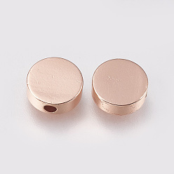 Розовое Золото Латунные бусины, плоско-круглые, розовое золото , 8x2.5 мм, отверстие : 1.5 мм