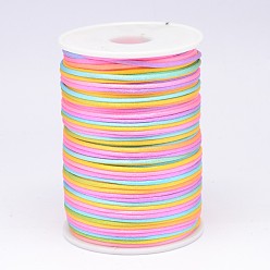 Colorful Segment Dyed Polyester Cord, Satin Rattail Cord, Colorful, 2mm, about 100yards/roll