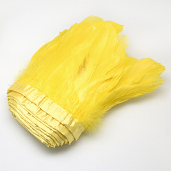 Yellow Fashion Goose Feather Cloth Strand Costume Accessories, Yellow, 100~180x38~62mm, about 2m/bag