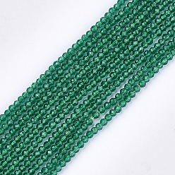 Vert Quartz synthétique perles de cristal brins, teint, facette, étoiles coupées perles rondes, verte, 2mm, Trou: 0.5mm, Environ 215 pcs/chapelet, 14.7 pouce
