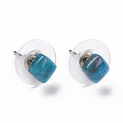 Apatite Natural Apatite Ear Studs, with 304 Stainless Steel Ear Studs, 15.5x6x6mm, Pin: 0.6mm