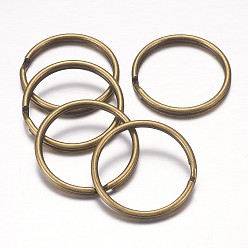 Antique Bronze Iron Split Key Rings, Keychain Clasp Findings, Nickel Free, Antique Bronze, 30x3mm
