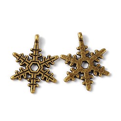 Antique Bronze Christmas Snowflake Tibetan Style Alloy Pendants, Cadmium Free & Nickel Free & Lead Free, Antique Bronze, 23x17.5mm, Hole: 1.5mm