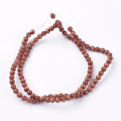 Goldstone Goldstone Bead Strands, Round, 4mm, Hole: 0.5mm, about 95pcs/strand, 14.9 inch