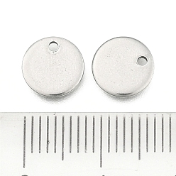 Stainless Steel Color 304 Stainless Steel Stamping Blank Tag Flat Round Charms Pendants, Stainless Steel Color, 8x1mm, Hole: 1mm