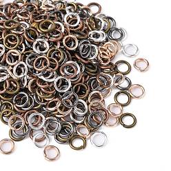 Mixed Color Open Jump Rings Brass Jump Rings, Mixed Color, 6x1mm, 18 Gauge, Inner Diameter: 4mm, about 4160pcs/500g