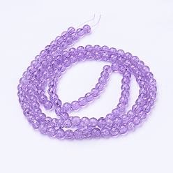 Blue Violet Spray Painted Crackle Glass Beads Strands, Round, Blue Violet, 6mm, Hole: 1.3~1.6mm, about 133pcs/strand, 31.4 inch