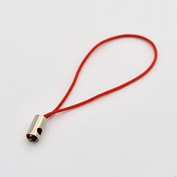 Mixed Color Mobile Phone Strap, DIY Cell Phone Straps, Nylon Cord Loop with Iron Ends, Platinum, Mixed Color, 50mm