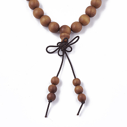 Сэнди Коричневый 4 - ювелирные украшения буддийского стиля, браслеты из сандалового дерева мала, стрейч браслеты, круглые, песчаный коричневый, 3-1/2 дюйм (9 см)
