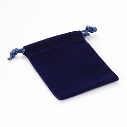 Marine Blue Rectangle Velours Jewelry Bags, Marine Blue, 8.8x7cm